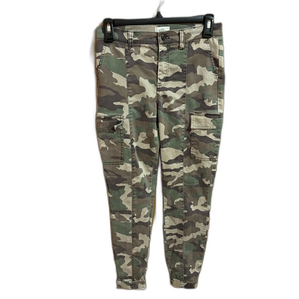 J. Crew Camo High Rise Pants Vintage Straight Cargo Jeans Size‎ Crop Leg Size 25